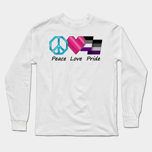 Peace, Love, and Pride design in Asexual pride flag colors Long Sleeve T-Shirt